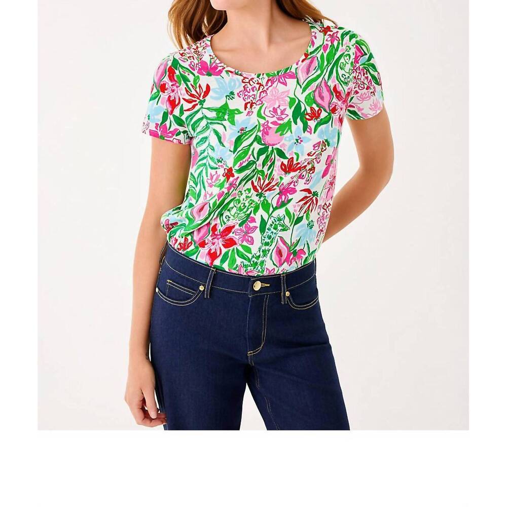 Lilly Etta Scoop Neck Top Multi Glowing Gardens
